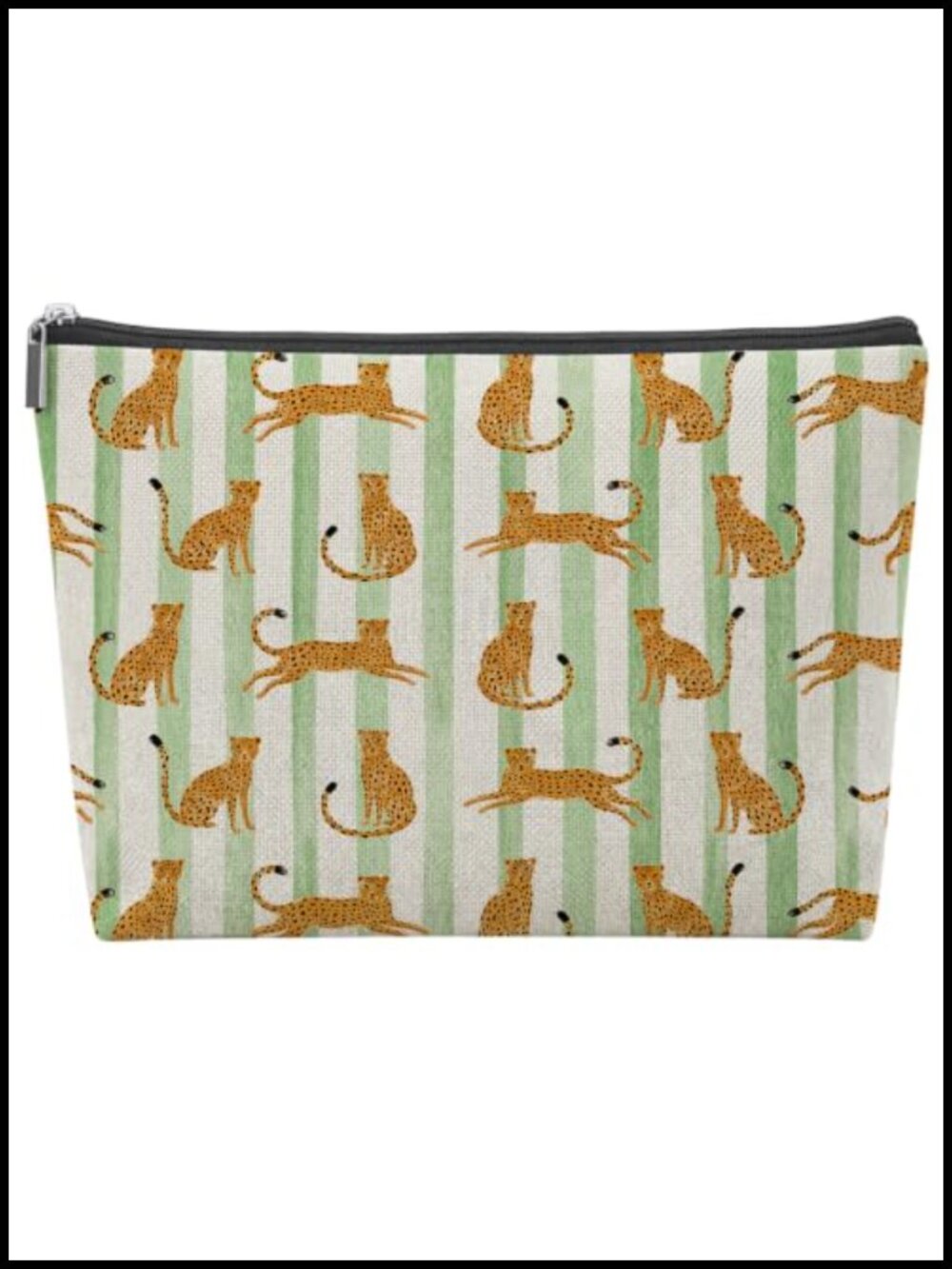 Leopard Print Linen Mahjong Tile Bag 13x7.8 Storage Tote